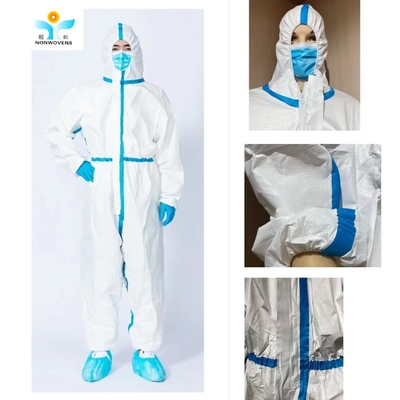 Breathable Blue Disposable Protective Apparel with Elastic Ankle and Microporous Fabric