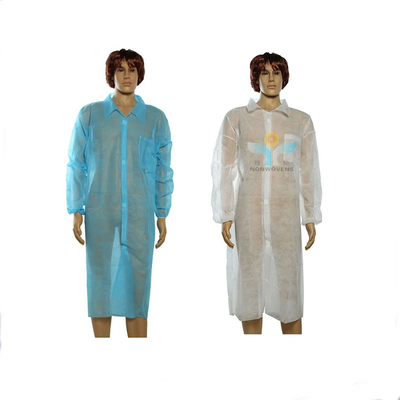 White Non Woven Fabric Disposable Lab Coat Breathable Waterproof Pack Of 10pcs/Bag 100pcs/Case