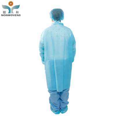 Breathable Disposable Non Woven Protective Lab Coat for School / Medical / laboratory