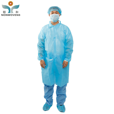 Breathable Disposable Non Woven Protective Lab Coat for School / Medical / laboratory