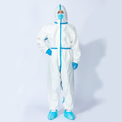 Breathable Waterproof Disposable Protective Coverall In Microporous Fabric