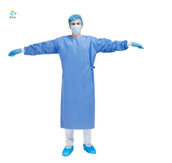 Collar Tie Velcro Style Surgical Apparel With Elastic Or Knitted Cuff Sleeve SMMS Medical Surgical Gown