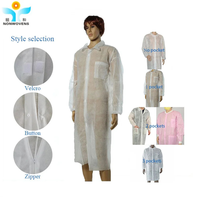 White Non Woven Fabric Disposable Lab Coat Breathable Waterproof Pack Of 10pcs/Bag 100pcs/Case